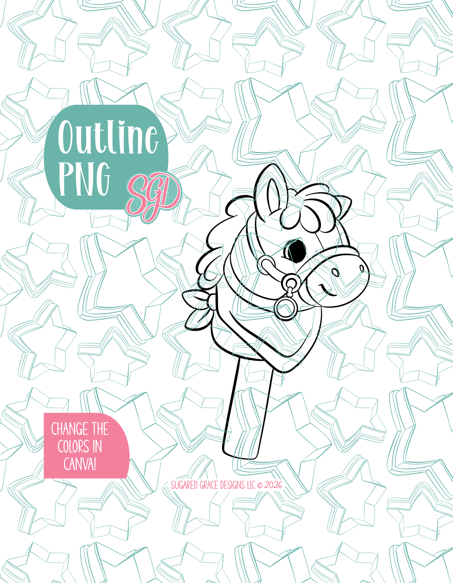 Hobby Horse Cookie Cutter with matching PNG