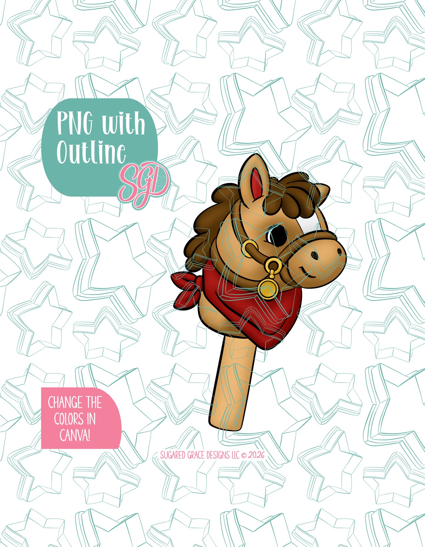 Hobby Horse Cookie Cutter with matching PNG