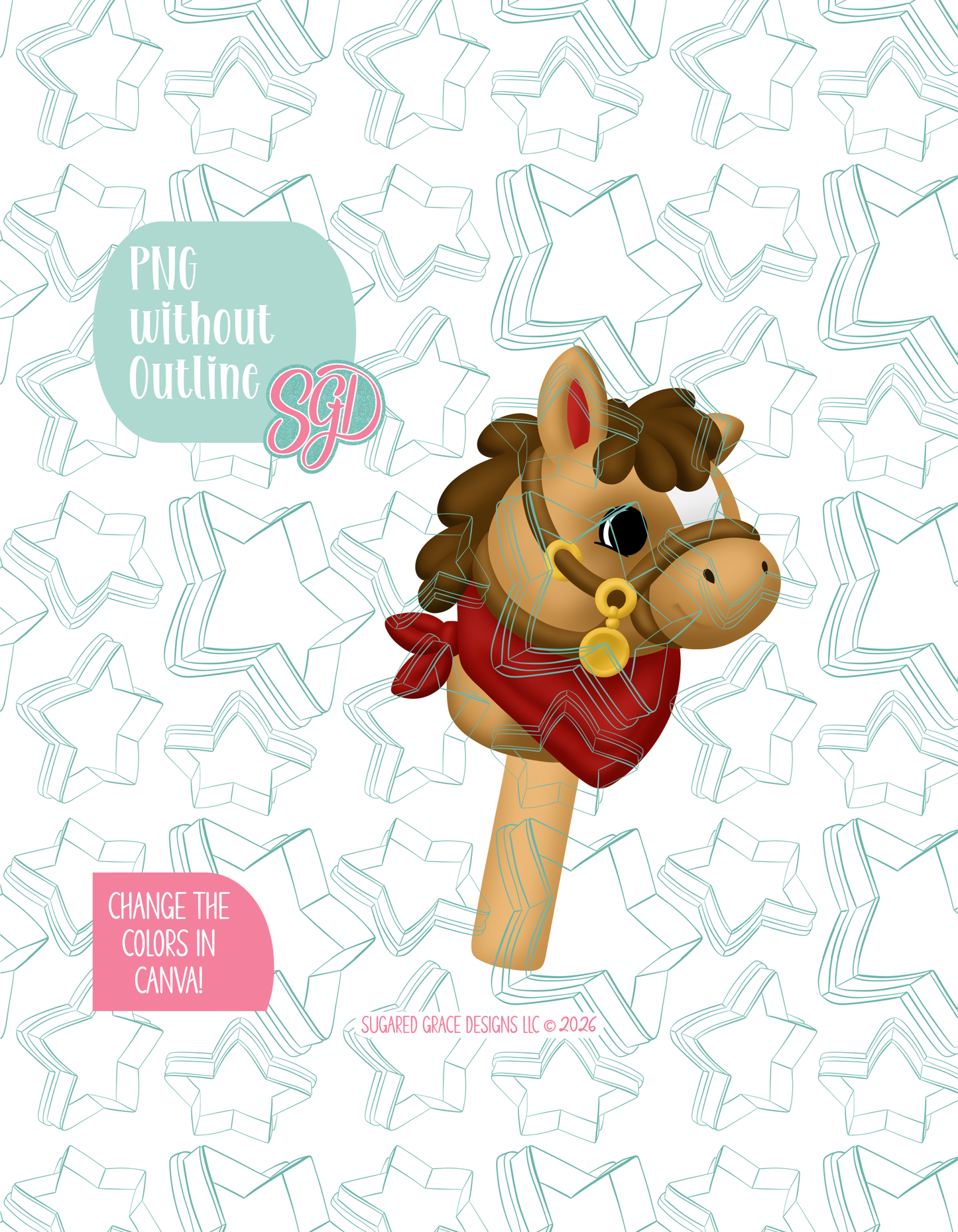 Hobby Horse Cookie Cutter STL and PNG set