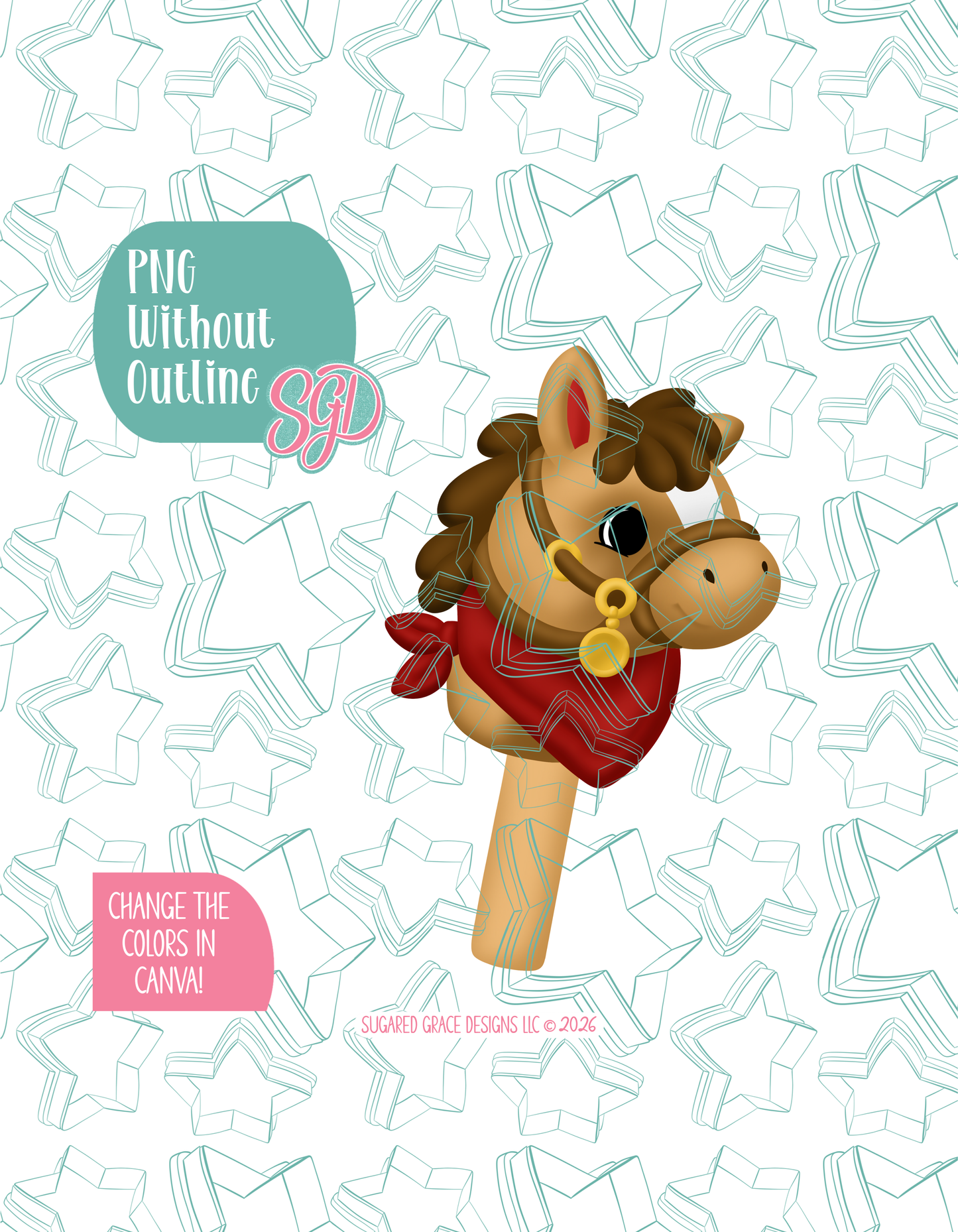 Hobby Horse Cookie Cutter with matching PNG