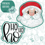 Ho Ho Ho Santa Cookie Cutter Set of 2 with PNG Images to Match - Hand Drawn Graphics for Edible Ink Printers - Santa Cookie Ideas