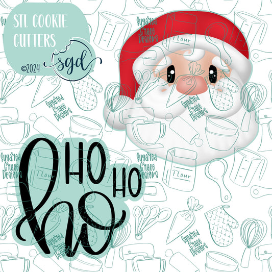 Ho Ho Ho Santa Cookie Cutter STL File Set of 2 with PNG Images to match - For 3D Printing and Edible Ink Printers