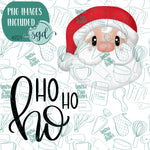 Ho Ho Ho Santa Cookie Cutter Set of 2 with PNG Images to Match - Hand Drawn Graphics for Edible Ink Printers - Santa Cookie Ideas