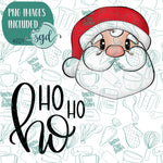 Ho Ho Ho Santa Cookie Cutter Set of 2 with PNG Images to Match - Hand Drawn Graphics for Edible Ink Printers - Santa Cookie Ideas