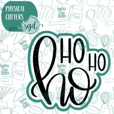 Hand Lettered Ho Ho Ho Cookie Cutter Word Plaque with PNG Images to Match - Hand Drawn Graphics for Edible Ink Printers - Christmas cookie ideas