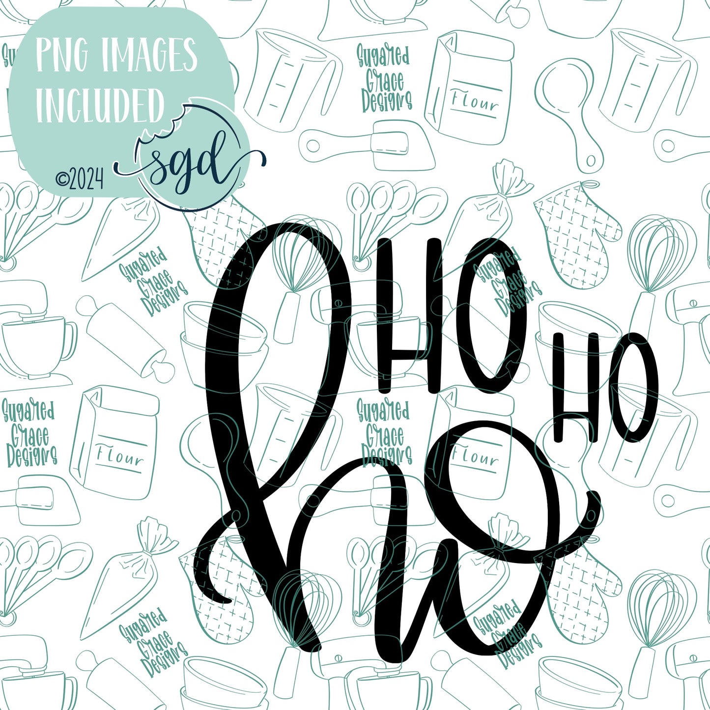 Ho Ho Ho Christmas Word Plaque Cookie Cutter STL Files with PNG Images to match - For 3D Printing and Edible Ink Printers