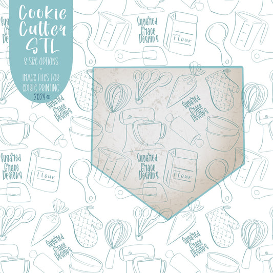 Baseball Home Base Cookie Cutter STL Files for 3D Printing with Matching Printable PNG Images for Edible Ink Printers Including Eddie