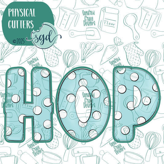 Easter HOP Word Plaque Cookie Cutter Set of 3 with PNG Images to Match - Hand Drawn Graphics for Edible Ink Printers