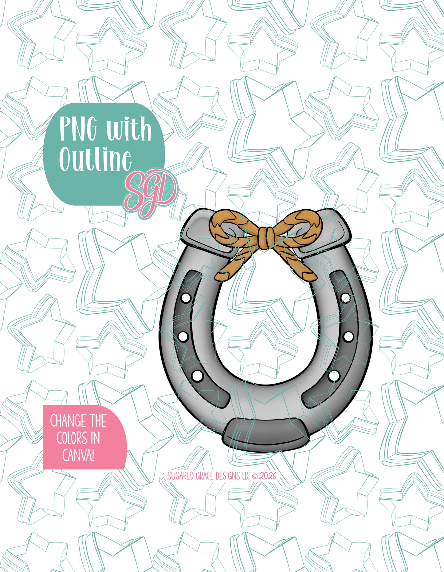 Horse Shoe Cookie Cutter with matching PNG