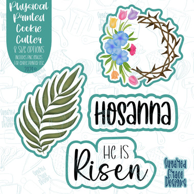 Easter Hosanna Cookie Cutter Set of 4 with Matching PNG Images for Edible Ink Printers Including Eddie