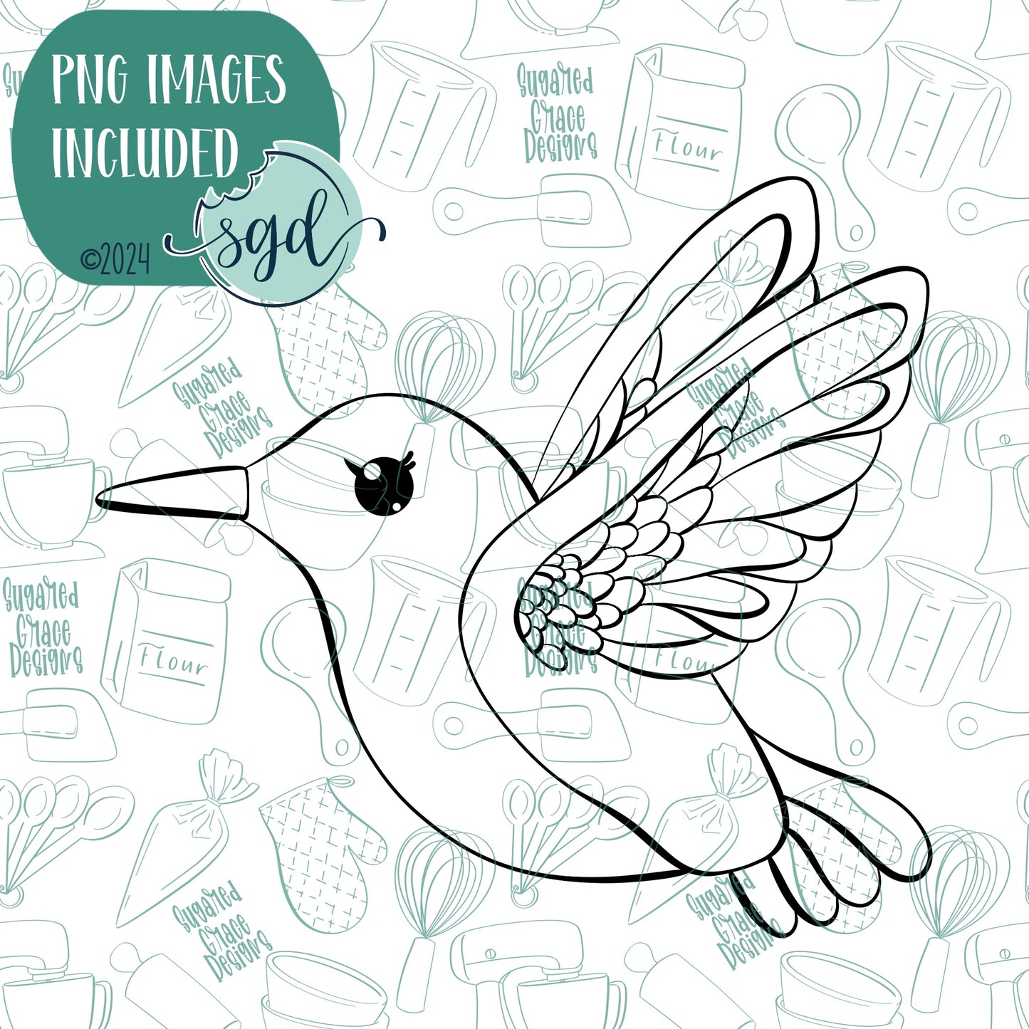Hummingbird Cookie Cutter with Matching Printable PNG Images for Edible Ink Printers Including Eddie