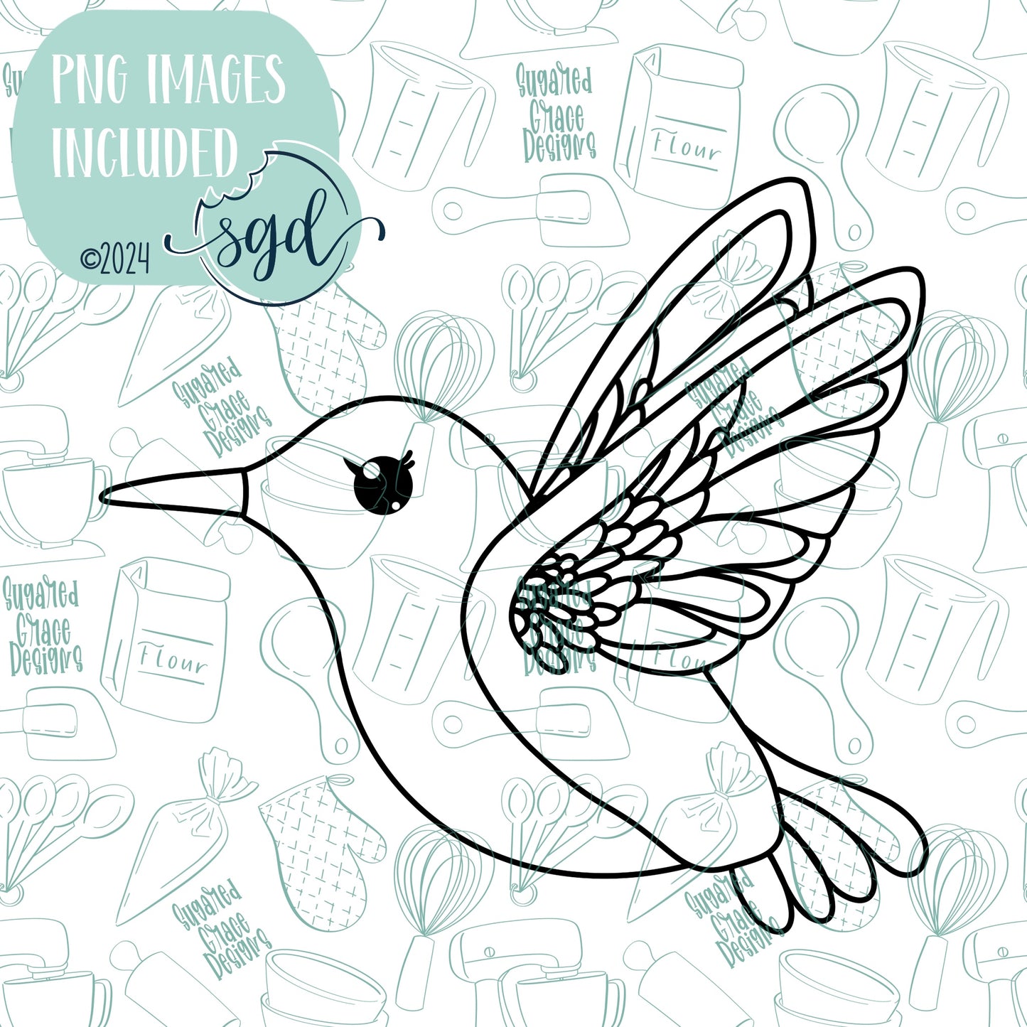 Hummingbird Cookie Cutter STL Files for 3D Printing with Matching Printable PNG Images for Edible Ink Printers Including Eddie