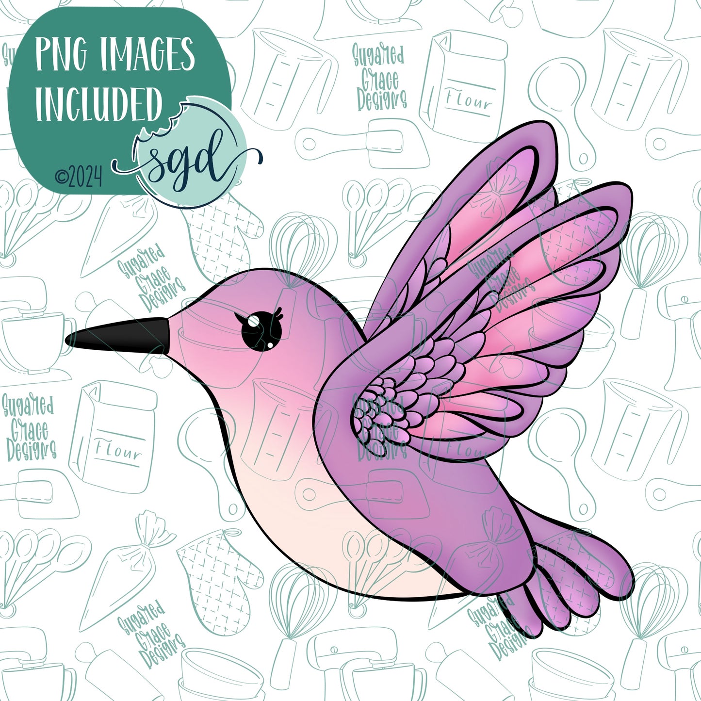 Hummingbird Cookie Cutter with Matching Printable PNG Images for Edible Ink Printers Including Eddie