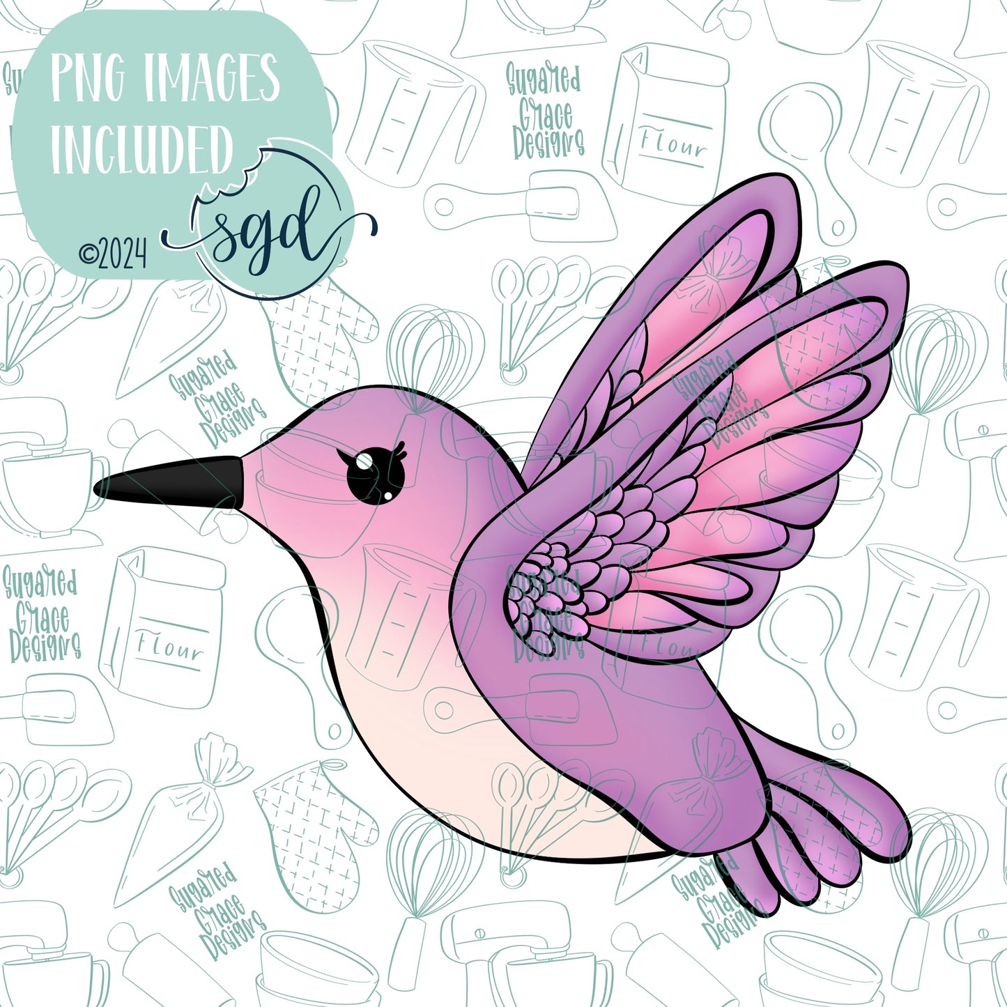 Hummingbird Cookie Cutter STL Files for 3D Printing with Matching Printable PNG Images for Edible Ink Printers Including Eddie