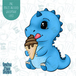 Pool Party Dinosaur with Ice Cream Cookie Cutter with Matching PNG Images for Edible Ink Printers Including Eddie