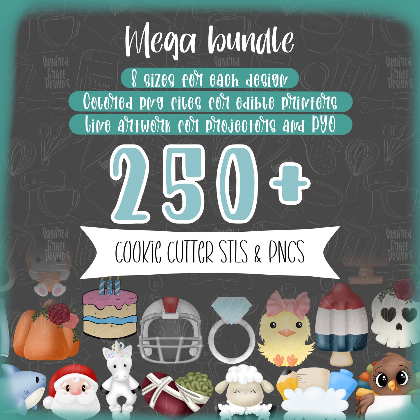 2023 Cookie Cutter STL Mega Bundle with png images to match