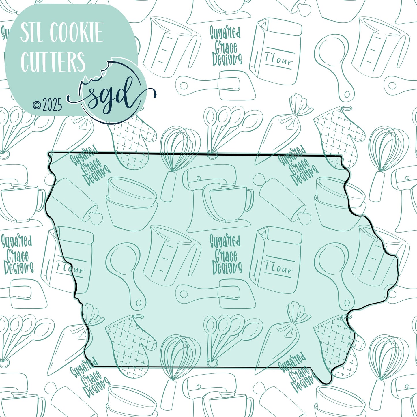 Iowa State Cookie Cutter STL Files with PNG Images to Match - For 3D Printing and Edible Ink Printers