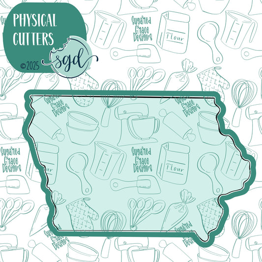 Iowa State Cookie Cutter with PNG Images to Match - Hand Drawn Graphics for Edible Ink Printers - United States Shape