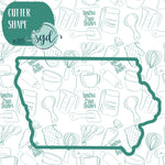 Iowa State Cookie Cutter with PNG Images to Match - Hand Drawn Graphics for Edible Ink Printers - United States Shape