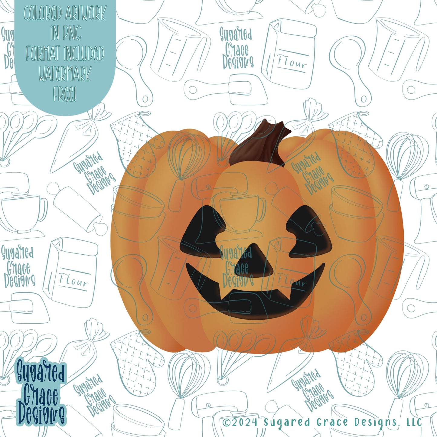 Halloween Jack O Lantern Pumpkin Cookie Cutter STL Files for 3D Printing with Matching Printable PNG Images for Edible Ink Printers Including Eddie