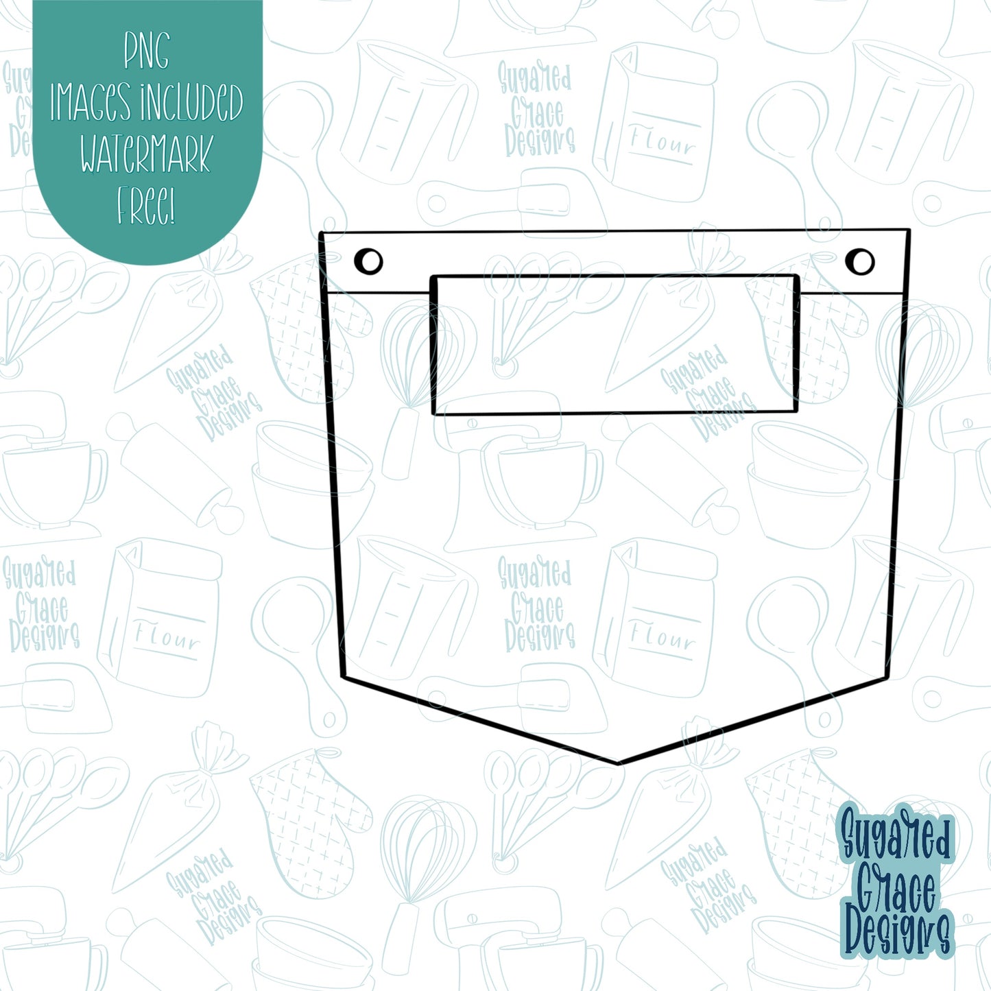 Jean Denim Pocket Cookie Cutter with PNG Images for Edible Ink Printers Including Eddie