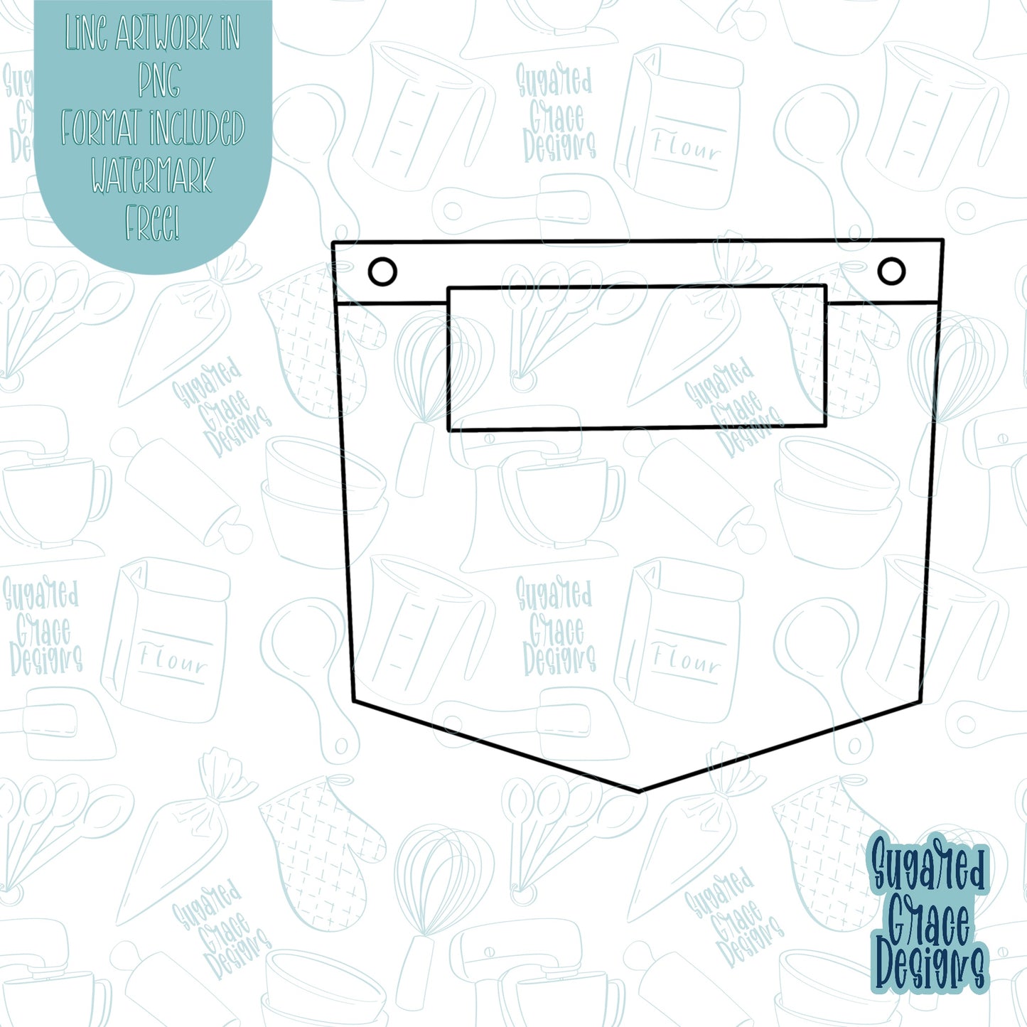 Jean Denim Pocket Cookie Cutter STL Files for 3D Printing With Matching Printable PNG Images for Edible Ink Printers Including Eddie