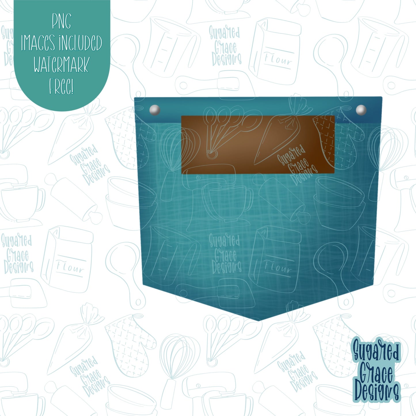 Jean Denim Pocket Cookie Cutter with PNG Images for Edible Ink Printers Including Eddie