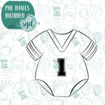 Football Jersey Baby Onesie Cookie Cutter with Matching Printable PNG Images for Edible Ink Printers Including Eddie