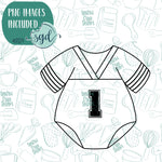 Football Jersey Baby Onesie Cookie Cutter with Matching Printable PNG Images for Edible Ink Printers Including Eddie