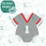 Football Jersey Baby Onesie Cookie Cutter with Matching Printable PNG Images for Edible Ink Printers Including Eddie