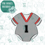 Football Jersey Baby Onesie Cookie Cutter with Matching Printable PNG Images for Edible Ink Printers Including Eddie