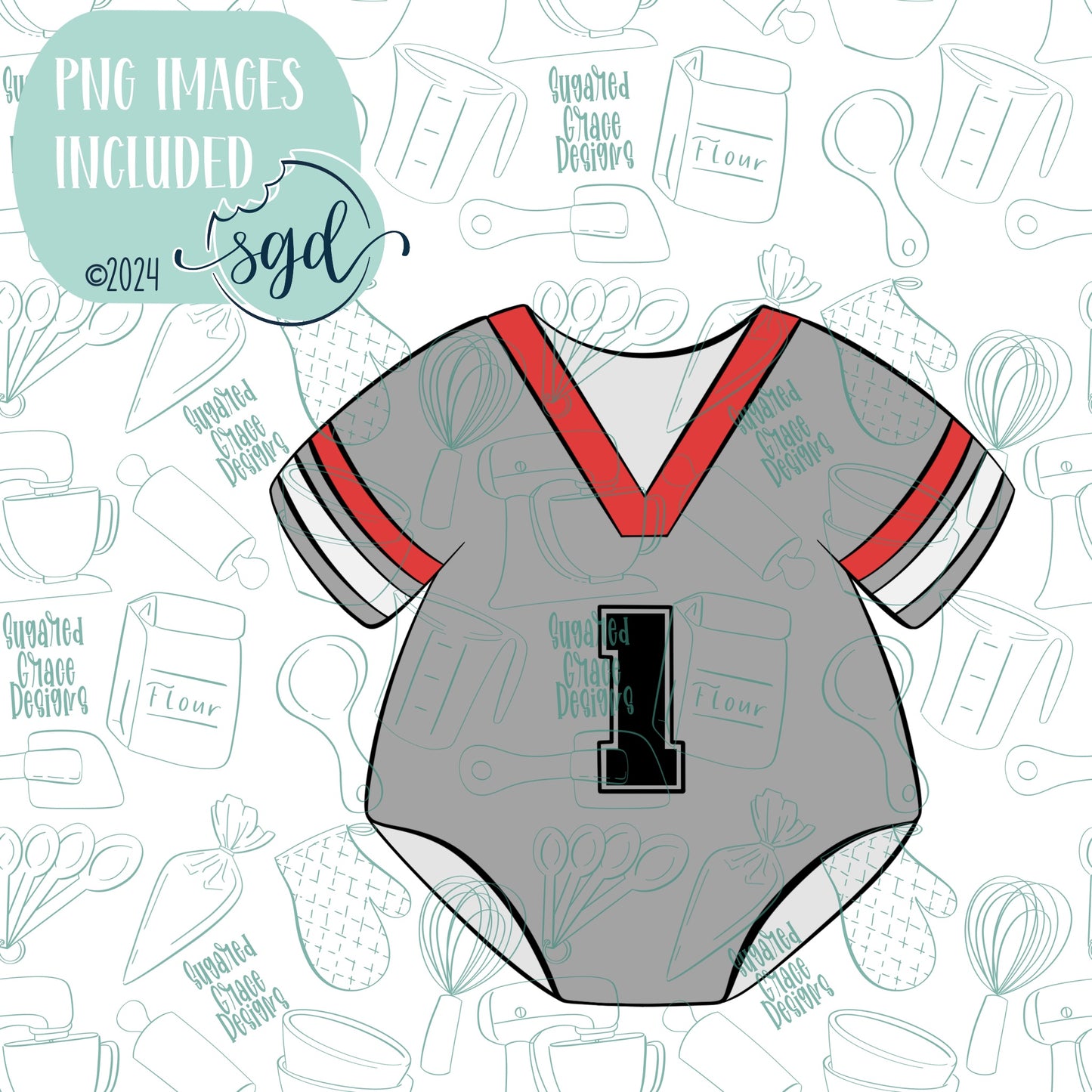 Football Jersey Onesie Cookie Cutter STL Files for 3D Printing with Matching Printable PNG Images for Edible Ink Printers Including Eddie