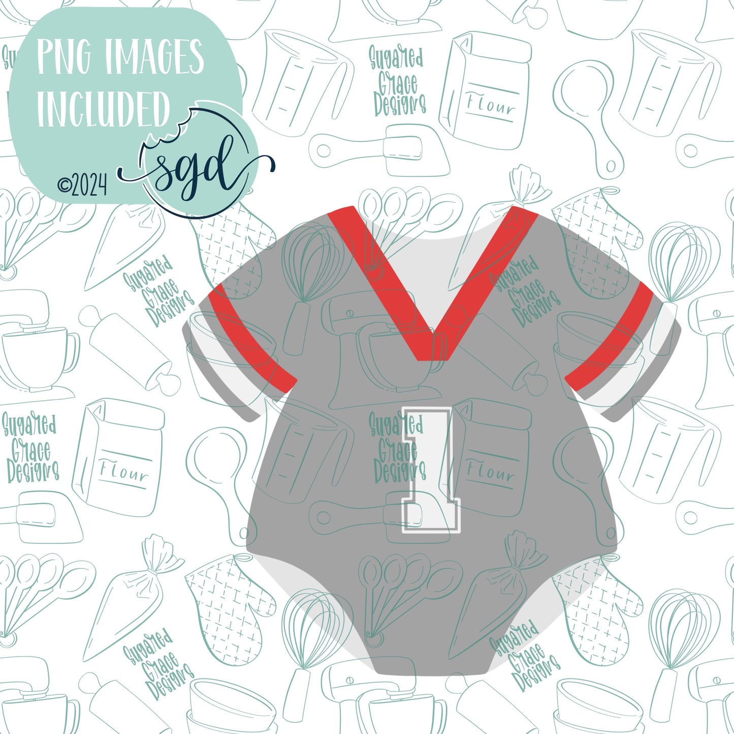 Football Jersey Onesie Cookie Cutter STL Files for 3D Printing with Matching Printable PNG Images for Edible Ink Printers Including Eddie