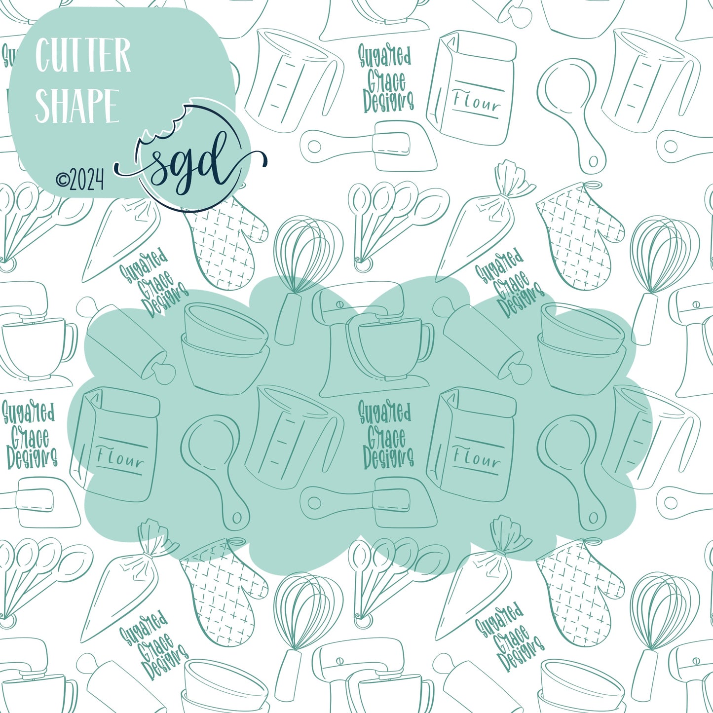 Lacey Plaque Cookie Cutter STL File  with PNG Images to Match - For 3D Printing and Edible Ink Printers)
