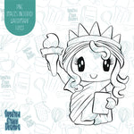 4th of July Lady Liberty Cookie Cutter with Matching Printable PNG Images for Edible Ink Printers Including Eddie