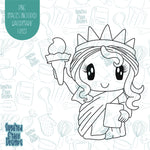 4th of July Lady Liberty Cookie Cutter with Matching Printable PNG Images for Edible Ink Printers Including Eddie