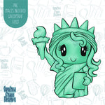 4th of July Lady Liberty Cookie Cutter with Matching Printable PNG Images for Edible Ink Printers Including Eddie