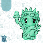 4th of July Lady Liberty Cookie Cutter STL Files for 3D Printing with Matching Printable PNG Images for Edible Ink Printers Including Eddie