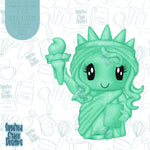 4th of July Lady Liberty Cookie Cutter STL Files for 3D Printing with Matching Printable PNG Images for Edible Ink Printers Including Eddie