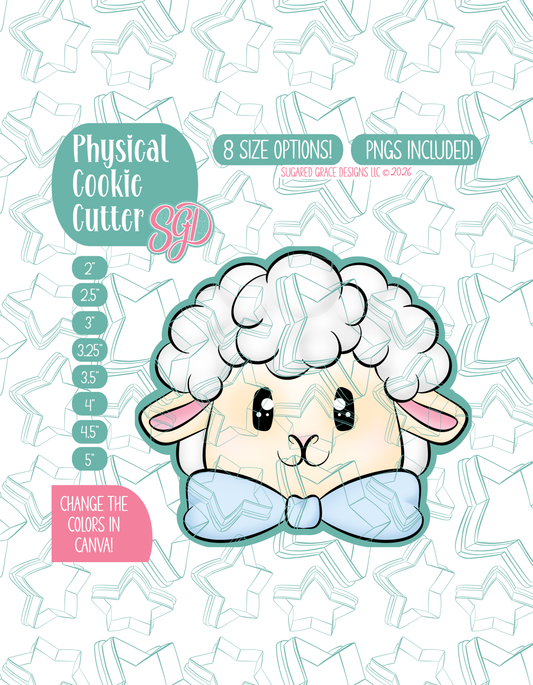 Easter Lamb with Bow Cookie Cutter with matching PNG