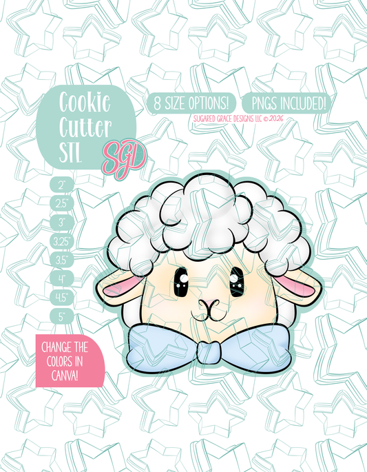 Easter Lamb with bow Cookie Cutter STL and PNG se