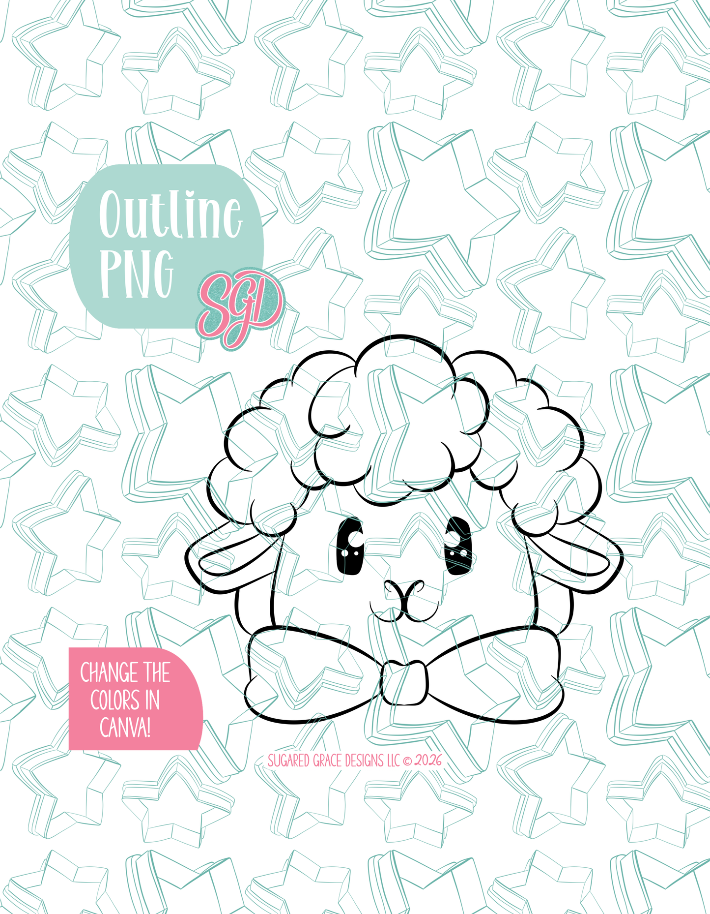 Easter Lamb with bow Cookie Cutter STL and PNG se