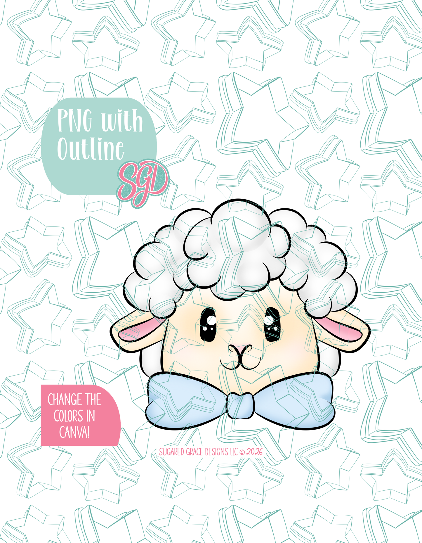 Easter Lamb with bow Cookie Cutter STL and PNG se