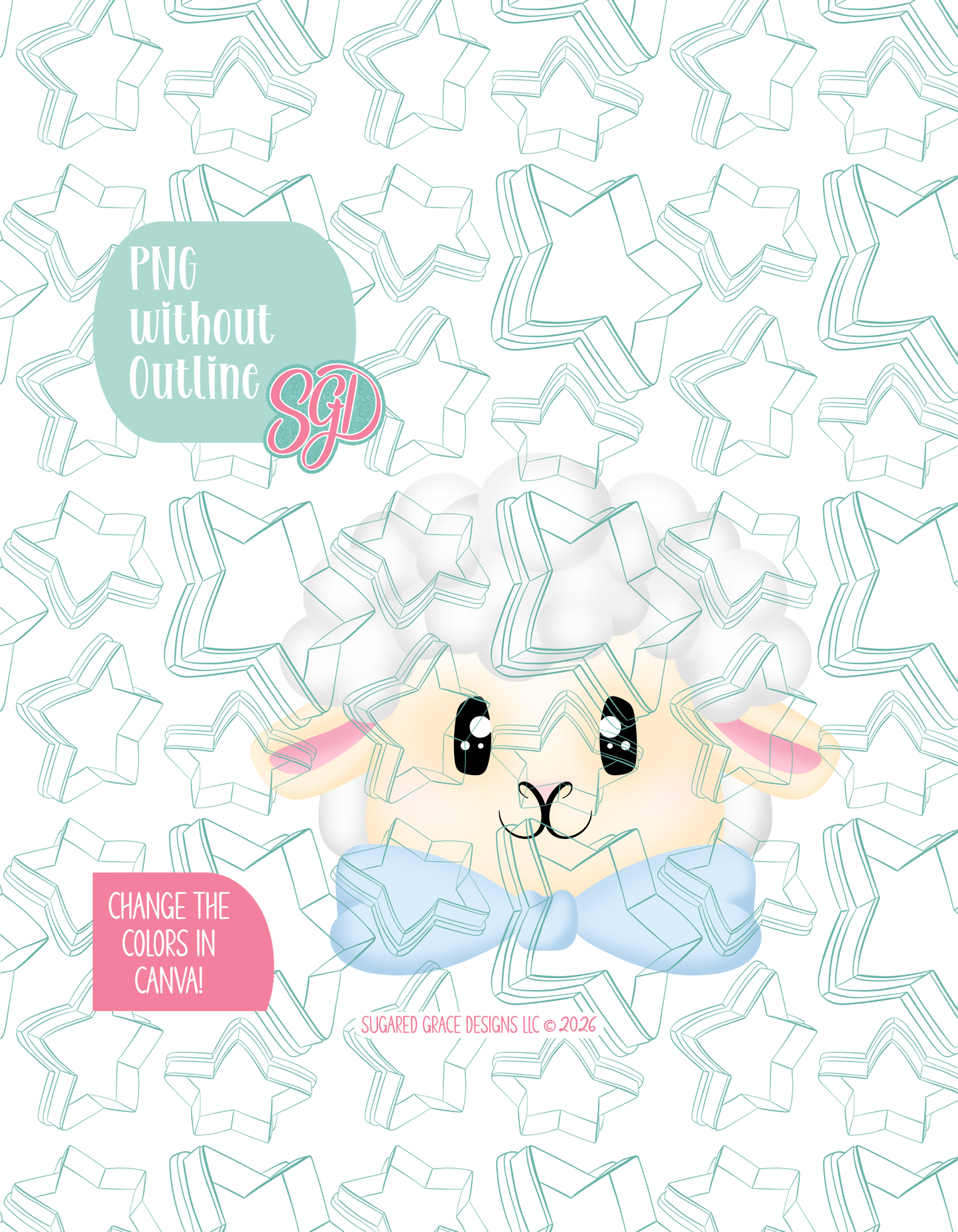 Easter Lamb with bow Cookie Cutter STL and PNG se