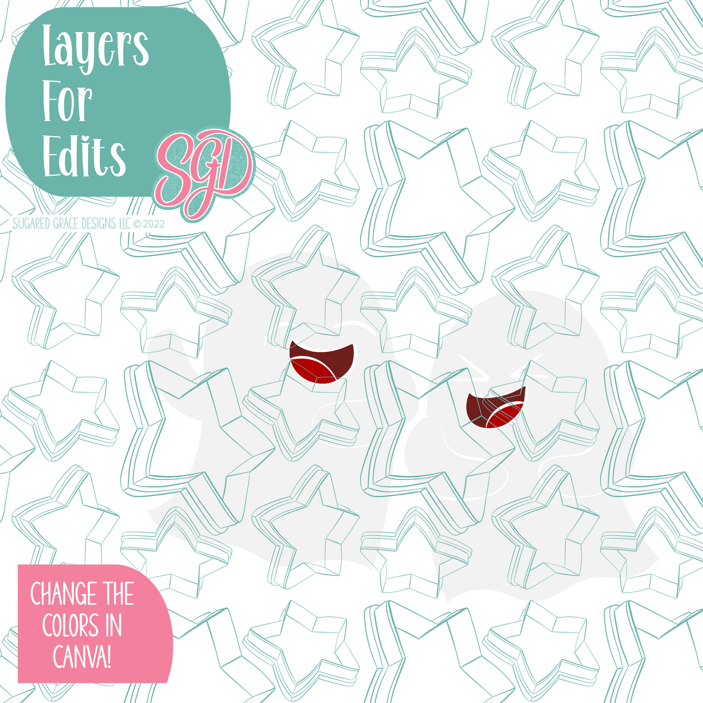 Laughing Ghouls Cookie Cutter with PNG Images to Match - Hand Drawn Graphics for Edible Ink Printers