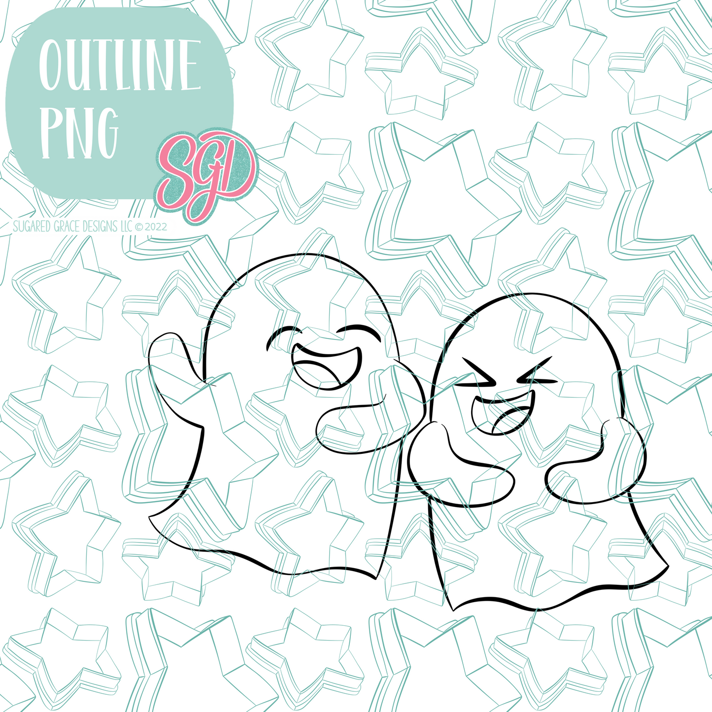 Laughing Ghouls Cookie Cutter STL File with PNG Images to Match - For 3D Printing and Edible Ink Printers