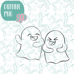 Laughing Ghouls Cookie Cutter with PNG Images to Match - Hand Drawn Graphics for Edible Ink Printers