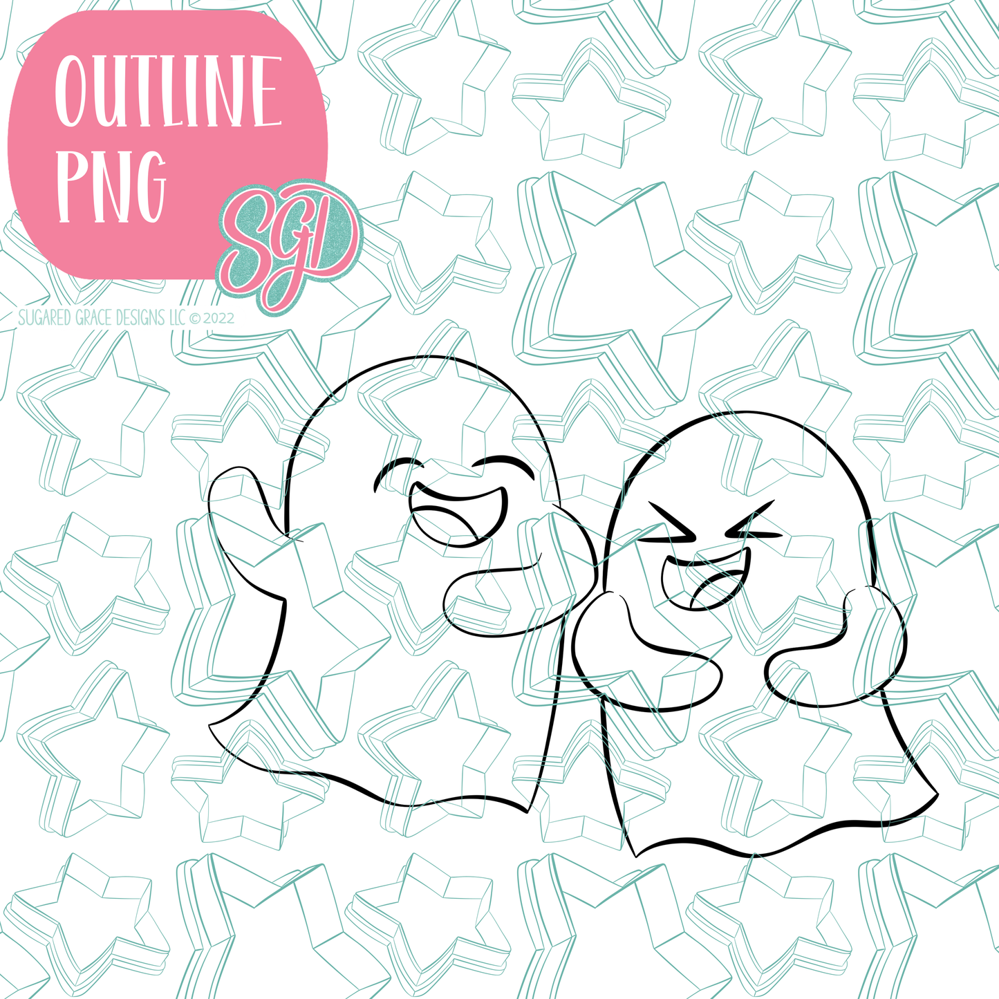 Laughing Ghouls PNG Image Set for Edible Ink Printers - Hand Drawn Editable Graphics