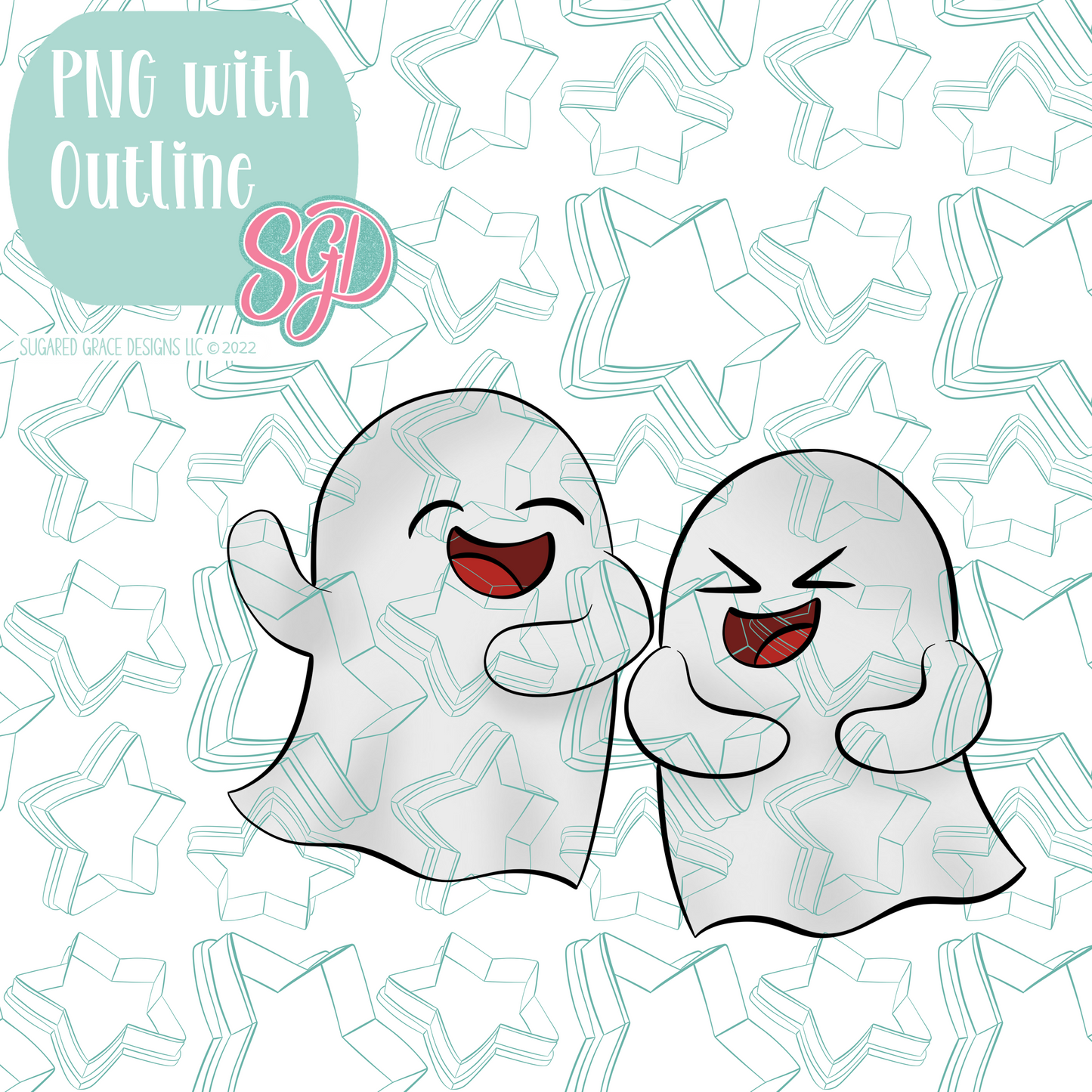 Laughing Ghouls Cookie Cutter STL File with PNG Images to Match - For 3D Printing and Edible Ink Printers