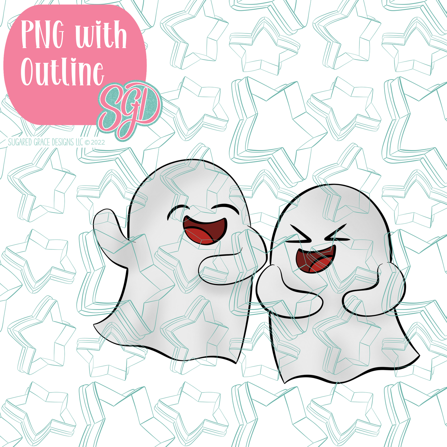 Laughing Ghouls PNG Image Set for Edible Ink Printers - Hand Drawn Editable Graphics